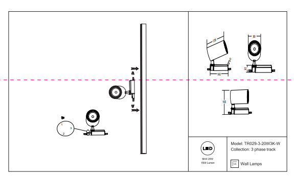 Трехфазный LED светильник 20W 3000К для трека Maytoni Vuoro TR029-3-20W3K-W