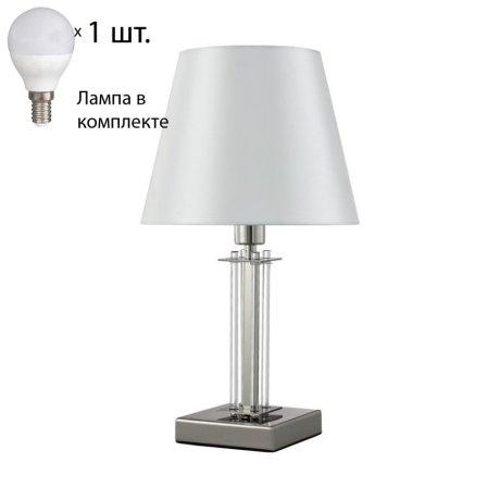 Настольная лампа Crystal Lux с лампочкой NICOLAS LG1 NICKEL/WHITE+Lamps E14 P45