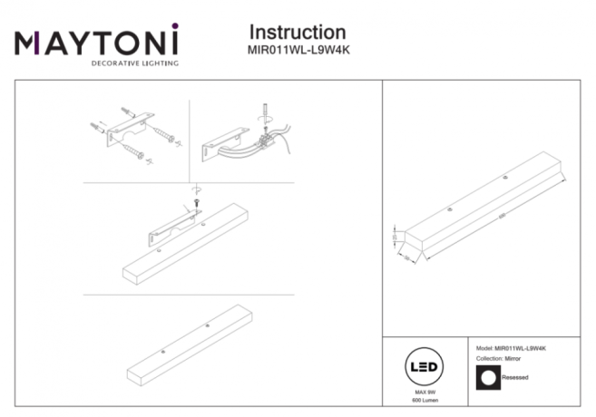 Подсветка для зеркал Maytoni Mirror Orion MIR011WL-L9W4K