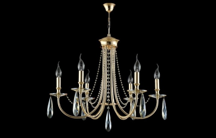 Подвесная люстра Crystal Lux Victoria SP6 GOLD/AMBER (3340/306)