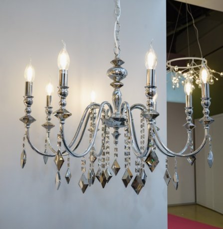 Подвесная люстра Crystal Lux Mercedes SP8 CHROME/SMOKE