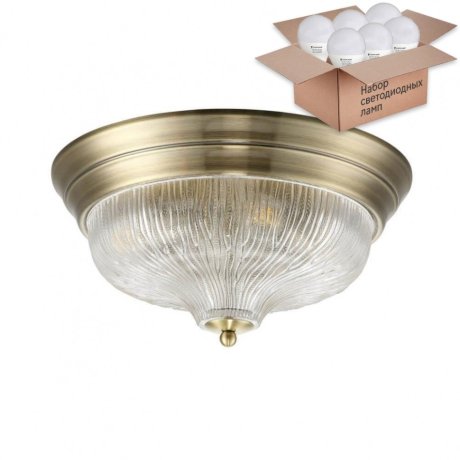 Потолочный светильник Crystal Lux  с лампочками Lluvia PL4 Bronze D370+Lamps E14 P45