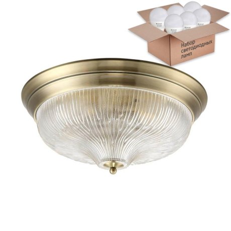Потолочный светильник Crystal Lux с лампочками Lluvia PL5 Bronze D460+Lamps E14 P45