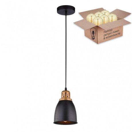 Светильник с ретро лампой Arte Lamp Eurica A4248SP-1BK+Retro Lamps