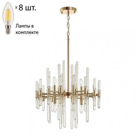 Подвесная люстра с лампочками Odeon Light Stika 4988/8+Lamps E14 Свеча