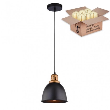 Светильник с ретро лампой Arte Lamp Eurica A4245SP-1BK+Retro Lamps