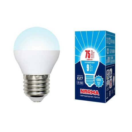 Лампа светодиодная (UL-00003828) E27 9W 4000K матовая LED-G45-9W/NW/E27/FR/NR