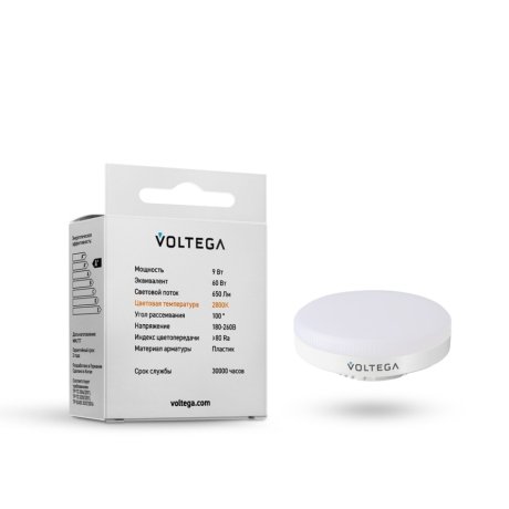 Светодиодная лампа Simple GX53 9W 2800K Voltega 7772