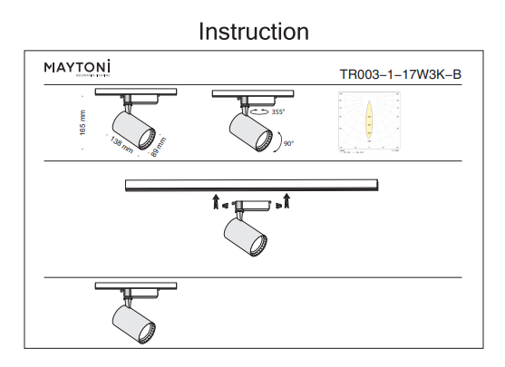 Трековый светодиодный светильник Maytoni Track TR003-1-17W3K-B