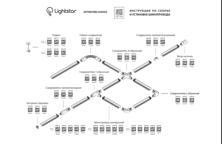 1м. Трехфазный шинопровод Barra Lightstar 504019
