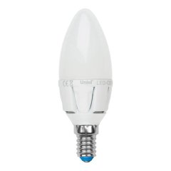 Светодиодная лампа E14 7W 4000K (белый) Uniel LED-C37 7W-NW-E14-FR PLP01WH (UL-00002411)
