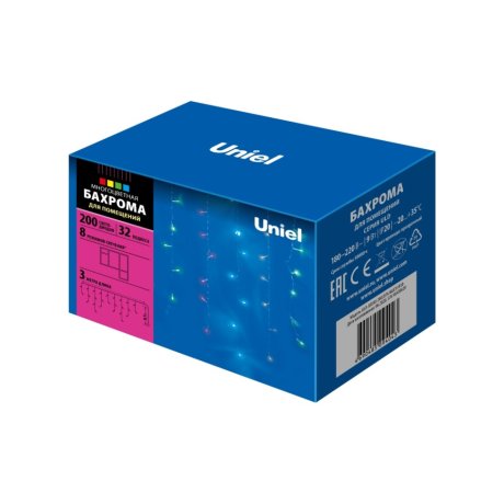 Светодиодная гирлянда (UL-00002270) Uniel бахрома 230V разноцветный ULD-B3010-200/DTA Multi IP20