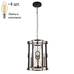 Подвесная люстра Crystal Lux с лампочками Tandem SP4 D410 GOLD+Lamps E14 Свеча