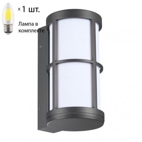 Уличный настенный светильник Novotech Zebra с лампочкой 370775+Lamps E27 Свеча