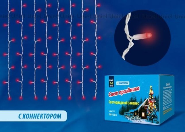 Светодиодная гирлянда (UL-00001357) Uniel занавес 220V красный ULD-C2030-240/TWK RED IP67