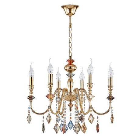Подвесная люстра Crystal Lux с лампочками Mercedes SP6 Gold/Color+Lamps E14 Свеча