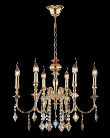 Подвесная люстра Crystal Lux с лампочками Mercedes SP6 Gold/Color+Lamps E14 Свеча
