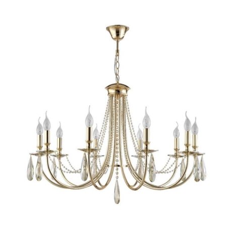 Подвесная люстра Crystal Lux с лампочками VICTORIA SP10 GOLD/AMBER+Lamps E14 Свеча