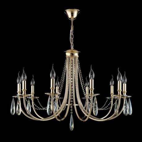 Подвесная люстра Crystal Lux с лампочками VICTORIA SP10 GOLD/AMBER+Lamps E14 Свеча