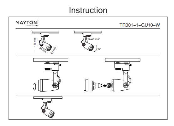 Трековый светильник Maytoni Track TR001-1-GU10-W