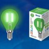 Светодиодная лампа E14 5W (зеленый) Air Uniel LED-G45-5W-GREEN-E14 GLA02GR (UL-00002987)