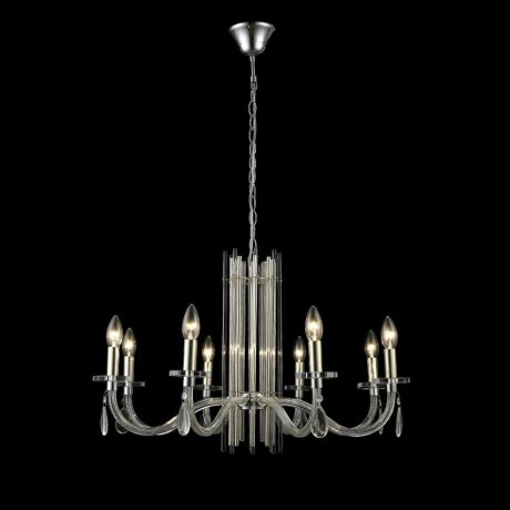 Подвесная люстра Crystal Lux с лампочками AURELIO SP8 GOLD+CHROME/TRANSPARENT+Lamps E14 Свеча