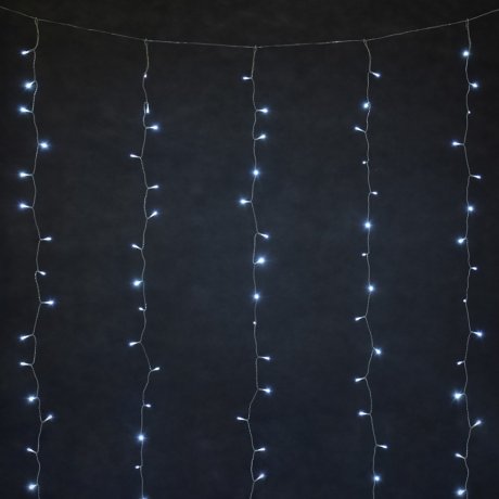 Электрогирлянда Занавес Vegas 96 хол. LED, 8 реж., 6 нит., блок пит., размер 1,5х1,5+5м, IP44 220V/4,5V 55149