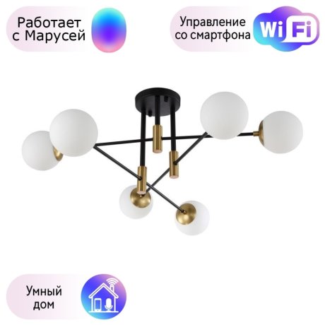 Потолочная люстра Crystal Lux с поддержкой Маруся FIDEL PL6 BLACK-М