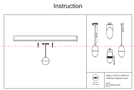 Трековый светильник на подвесе 10W 4000К для магнитного шинопровода Maytoni Kiat TR018-2-10W4K-W