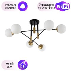 Потолочная люстра Crystal Lux с поддержкой Алиса FIDEL PL6 BLACK-А