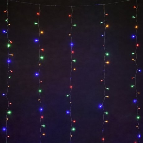 Электрогирлянда Занавес Vegas 96 RGB свет LED, 8 реж., 6 нит., блок пит., размер 1,5х1,5+5м, IP44 220V/4,5 55146