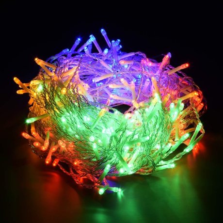 Электрогирлянда Занавес Vegas 96 RGB свет LED, 8 реж., 6 нит., блок пит., размер 1,5х1,5+5м, IP44 220V/4,5 55146