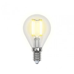Филаментная лампа E14 6W 3000K (теплый) Sky Uniel LED-G45-6W-WW-E14-CL PLS02WH (UL-00000197)