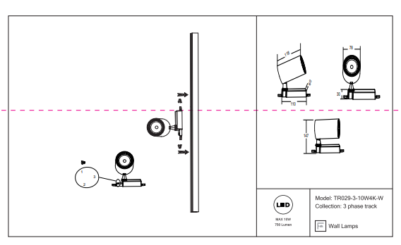 Трехфазный LED светильник 10W 4000К для трека Maytoni Vuoro TR029-3-10W4K-W