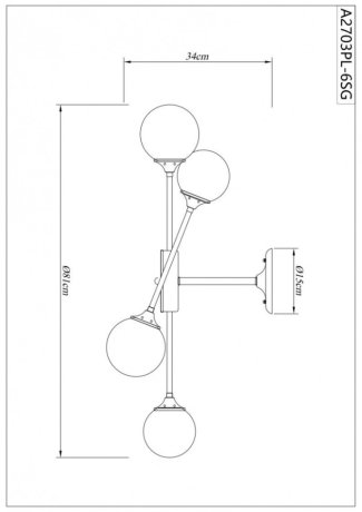 Люстра на штанге Arte lamp Marco с поддержкой Маруся A2703PL-6SG-М