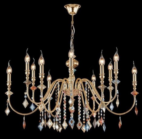 Люстра подвесная Crystal Lux с лампочками MERCEDES SP6+6 GOLD/COLOR+Lamps E14 Свеча