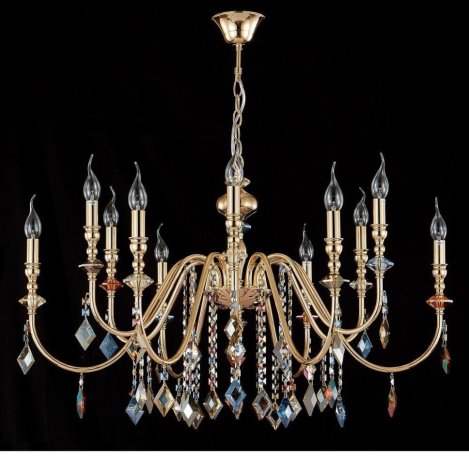 Люстра подвесная Crystal Lux с лампочками MERCEDES SP6+6 GOLD/COLOR+Lamps E14 Свеча