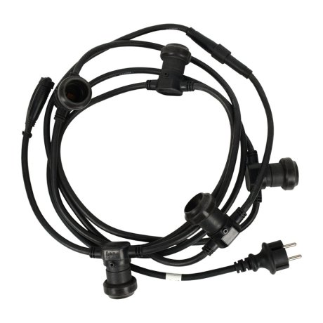 Электрогирлянда Винтаж Vegas 5 патронов, без ламп, цоколь Е27, длина 2,5м, IP67, соединяемая, черная 55140