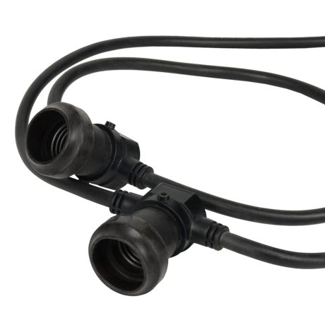 Электрогирлянда Винтаж Vegas 5 патронов, без ламп, цоколь Е27, длина 2,5м, IP67, соединяемая, черная 55140