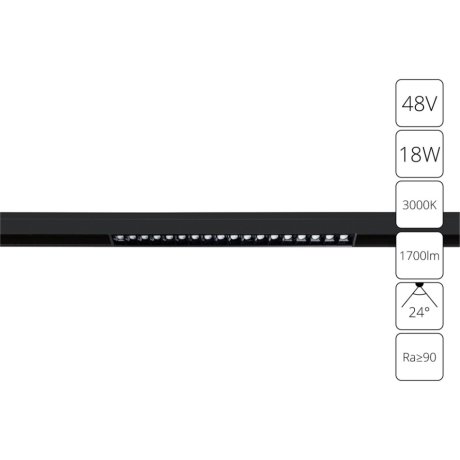 Трековый светильник 18W 3000К для магнитного шинопровода Arte Lamp Linea A4675PL-1BK