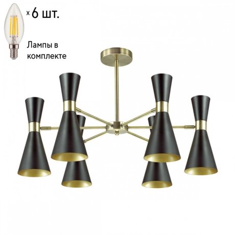Люстра на штанге с лампочками Lumion Quinn 3662/6C+Lamps E14 Свеча
