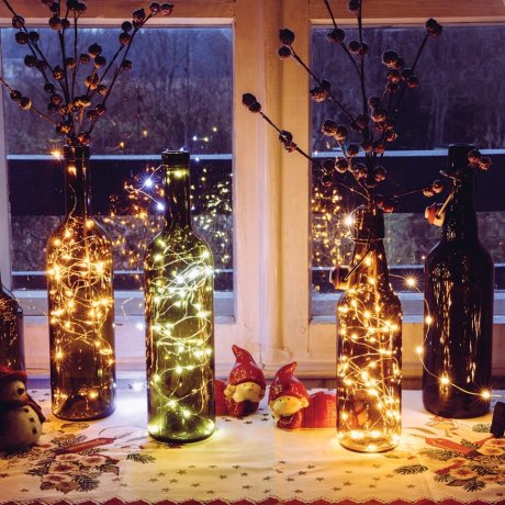 1м. Электрогирлянда ''Пробка'' на батарейках (теплый) 10LED IP20 Vegas 55128