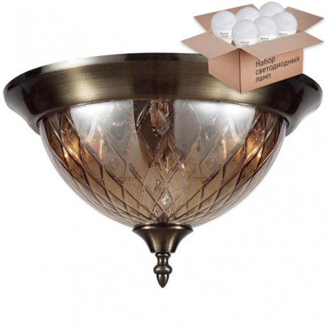 Потолочный светильник Crystal Lux с лампочками Nuovo PL3 BR+Lamps E14 P45