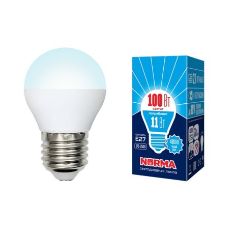 Лампа светодиодная (UL-00003834) E27 11W 4000K матовая LED-G45-11W/NW/E27/FR/NR