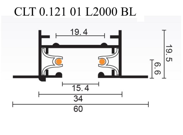 2м. Однофазный встраиваемый шинопровод Crystal Lux CLT 0.121 01 L2000 BL
