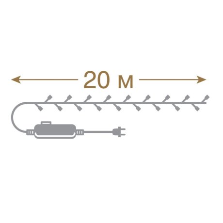 20м. Электрогирлянда ''Нить'' с контроллером (теплый) 200LED IP20 Vegas 55068