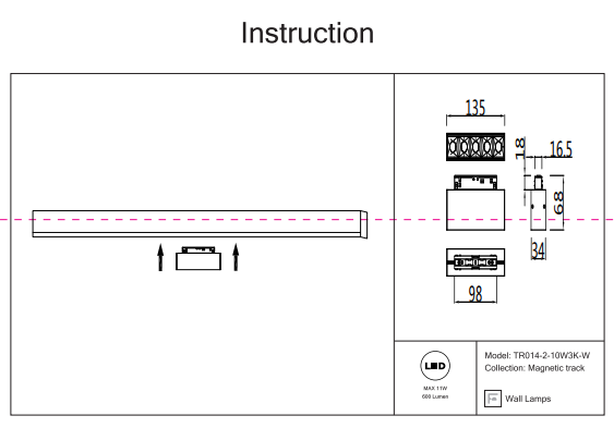 Трековый светильник 11W 3000К для магнитного шинопровода Maytoni Points TR014-2-10W3K-W