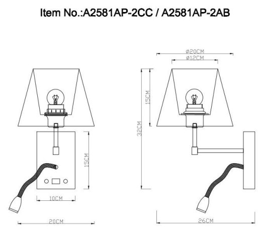 Бра с LED подсветкой и USB-портом Arte Lamp Elba A2581AP-2CC