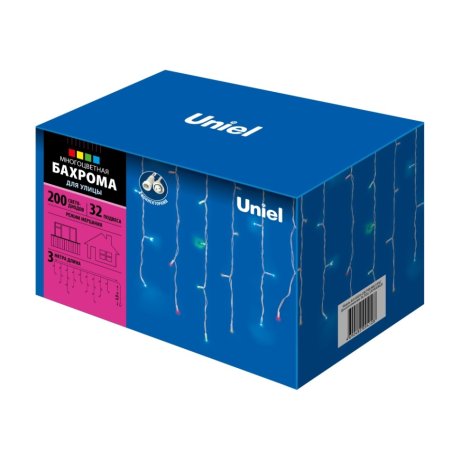 Светодиодная гирлянда (UL-00002272) Uniel бахрома 230V разноцветный ULD-B3010-200/TWK Multi IP67