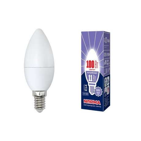 Светодиодная лампа E14 11W 6500K (холодный) Norma Volpe LED-C37-11W/DW/E14/FR/NR (UL-00003810)
